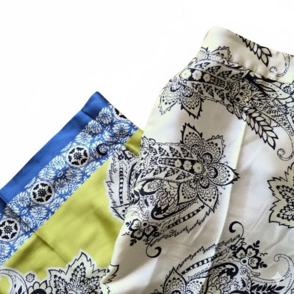 ZARA S Satin Wide-Leg Pant Damask Floral High Waist Flowy Trousers - Picture 3 of 12